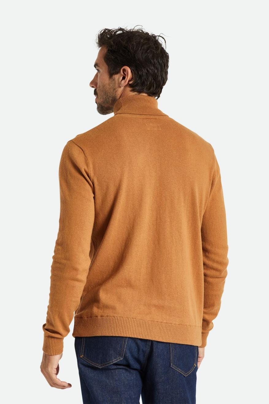 Brown Brixton Reserve Cashmere L/S Turtleneck Men's Knitwear | 207951YHU