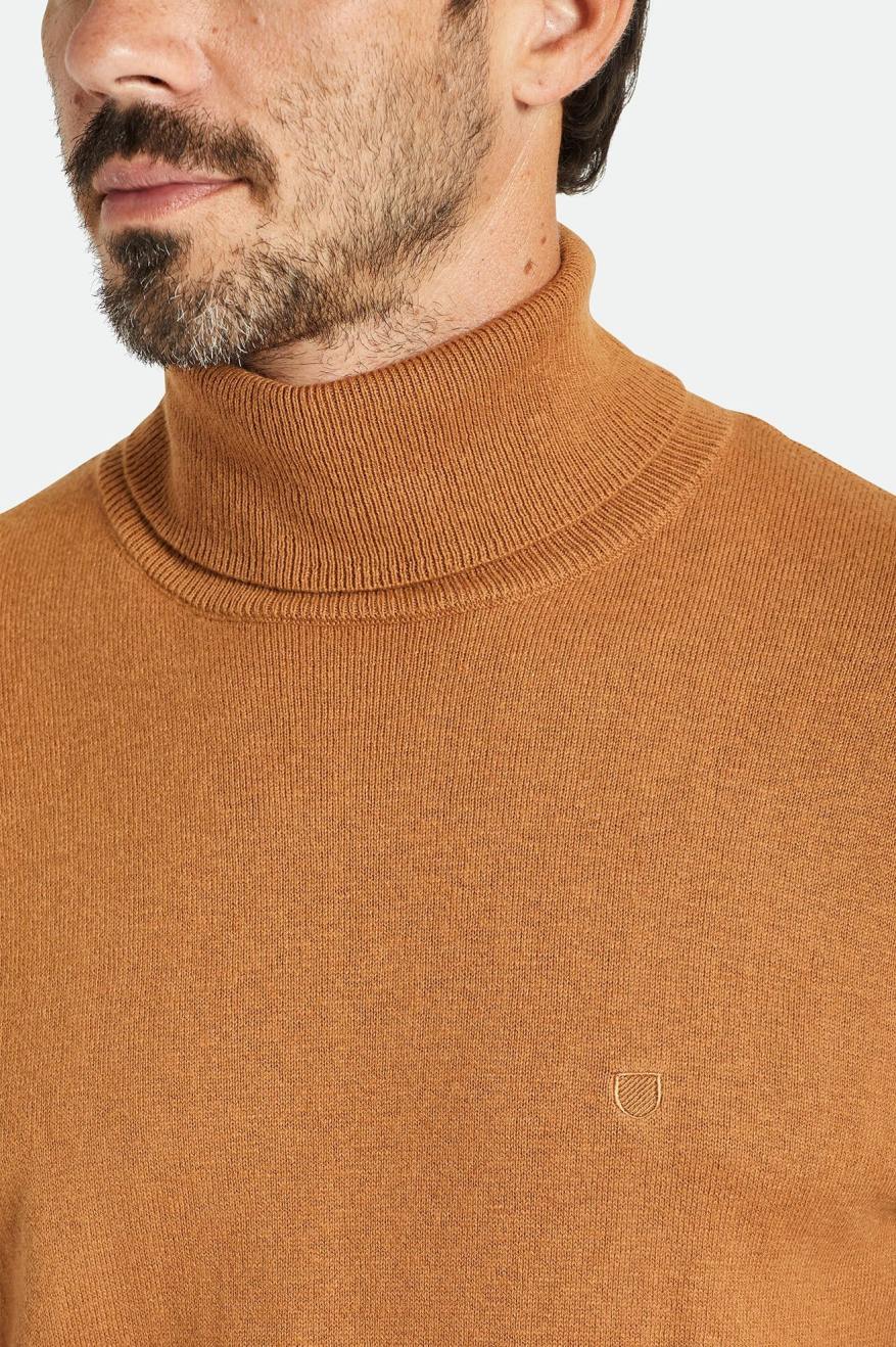 Brown Brixton Reserve Cashmere L/S Turtleneck Men's Knitwear | 207951YHU