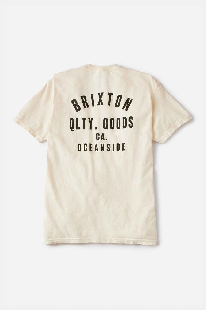 Cream / Black Brixton Woodburn Oceanside S/S Standard Men's Tops | 634820HEV