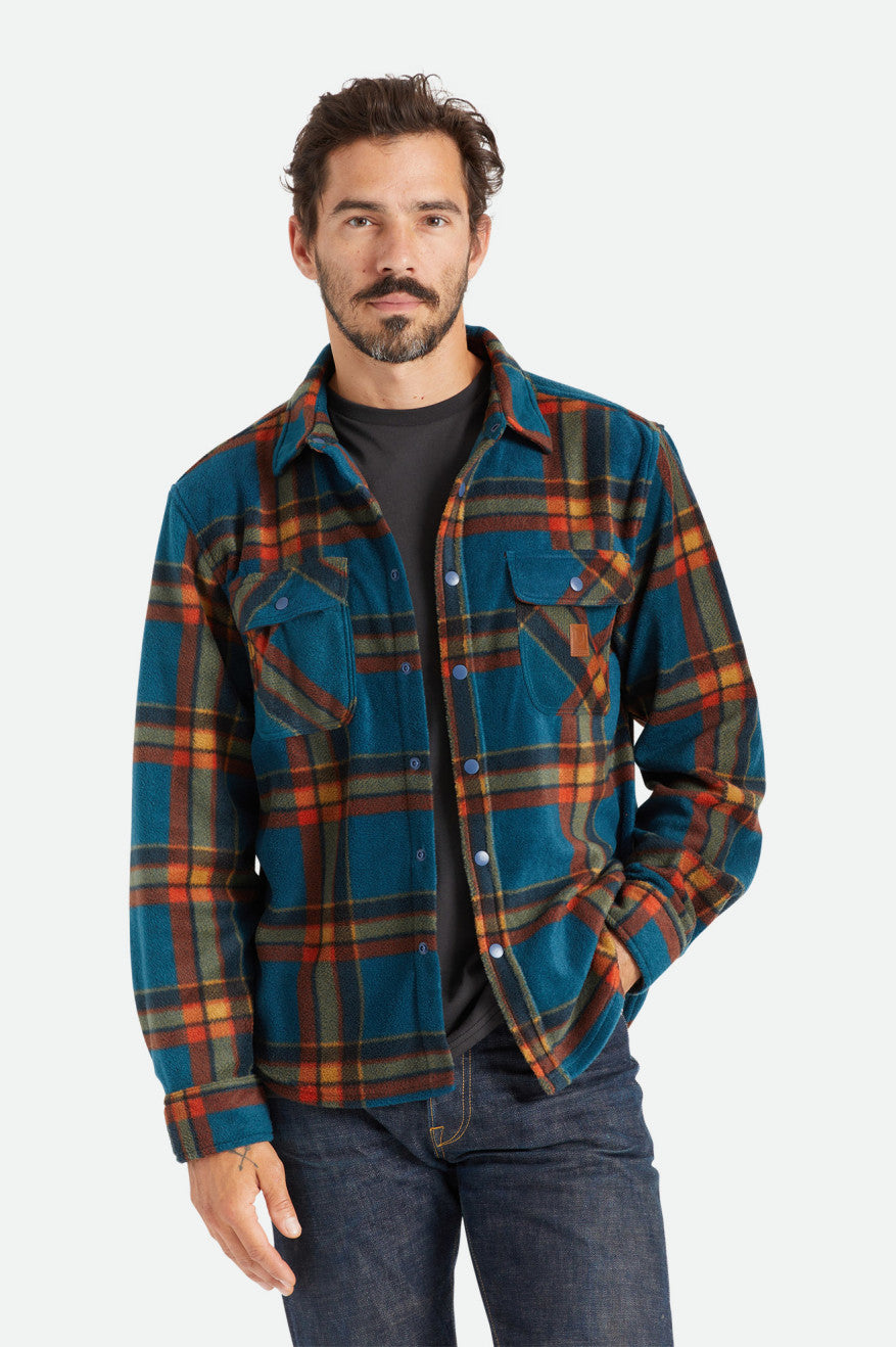 Deep Blue Brixton Bowery L/S Arctic Stretch Fleece Men's Wovens | 137260PVC