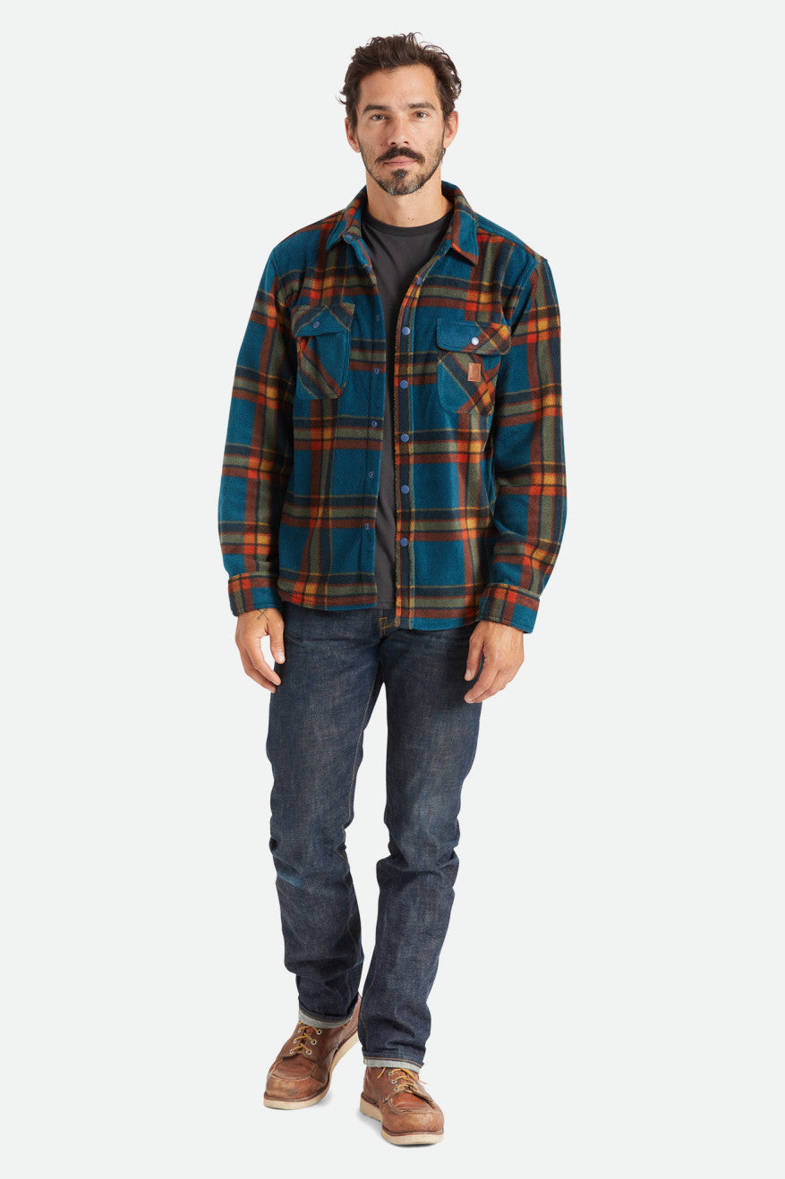 Deep Blue Brixton Bowery L/S Arctic Stretch Fleece Men's Flannels | 857260MQN