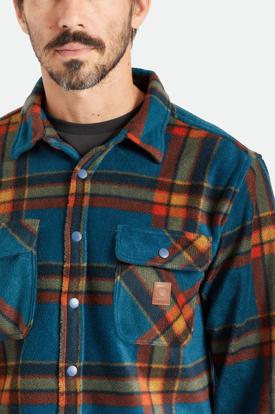 Deep Blue Brixton Bowery L/S Arctic Stretch Fleece Men's Flannels | 857260MQN