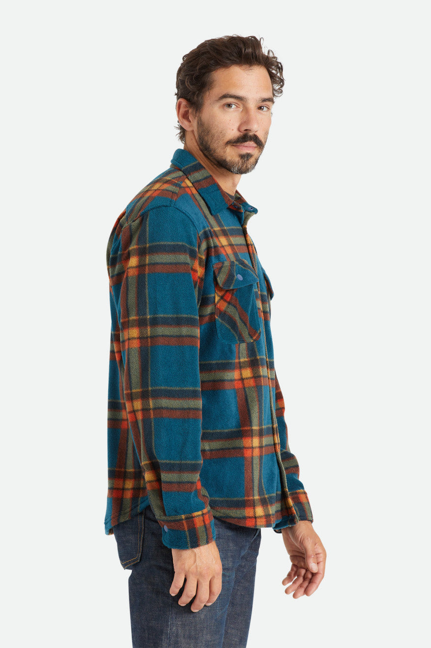 Deep Blue Brixton Bowery L/S Arctic Stretch Fleece Men's Flannels | 857260MQN