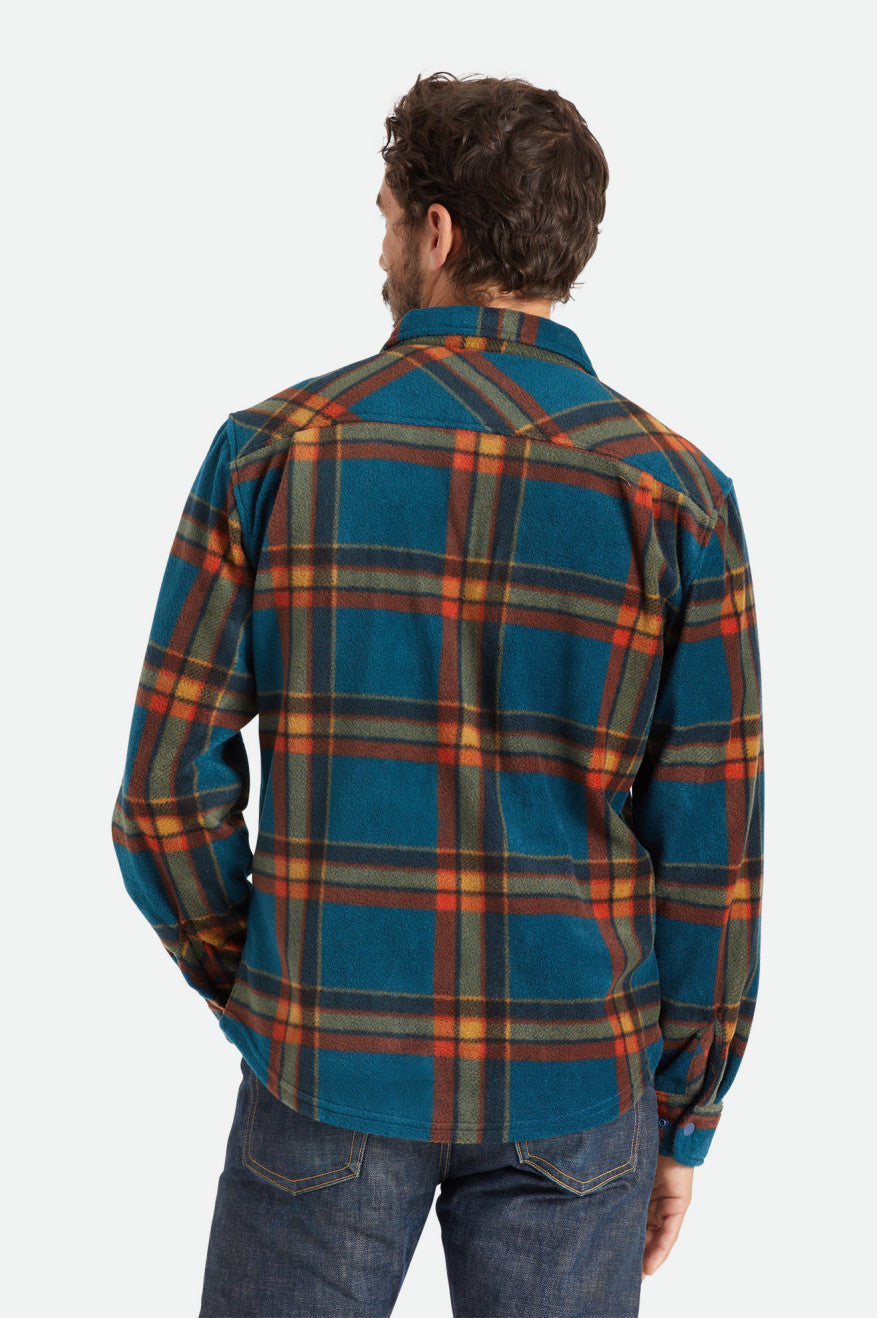 Deep Blue Brixton Bowery L/S Arctic Stretch Fleece Men's Flannels | 857260MQN