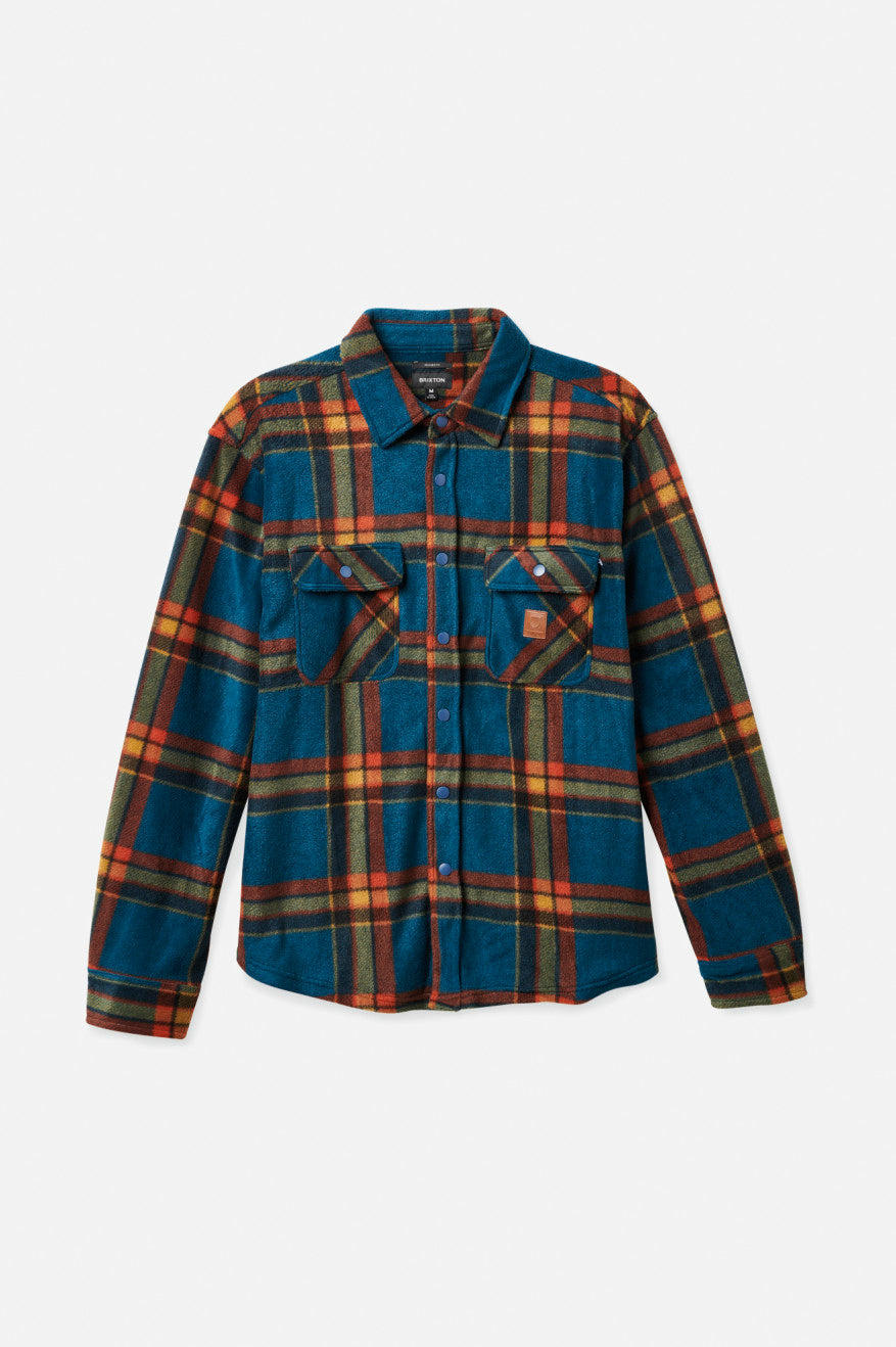 Deep Blue Brixton Bowery L/S Arctic Stretch Fleece Men's Flannels | 857260MQN