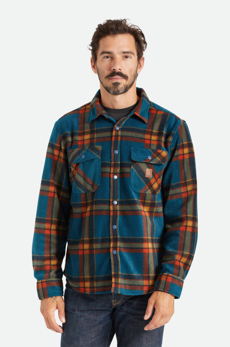 Deep Blue Brixton Bowery L/S Arctic Stretch Fleece Men\'s Flannels | 857260MQN