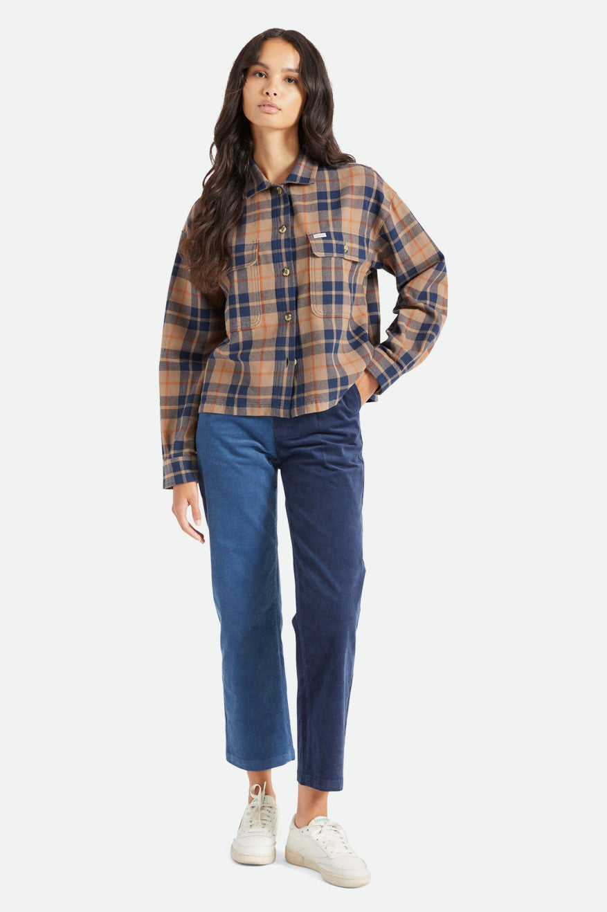 Deep Green Brixton Bowery L/S Women's Flannels | 630974VMC