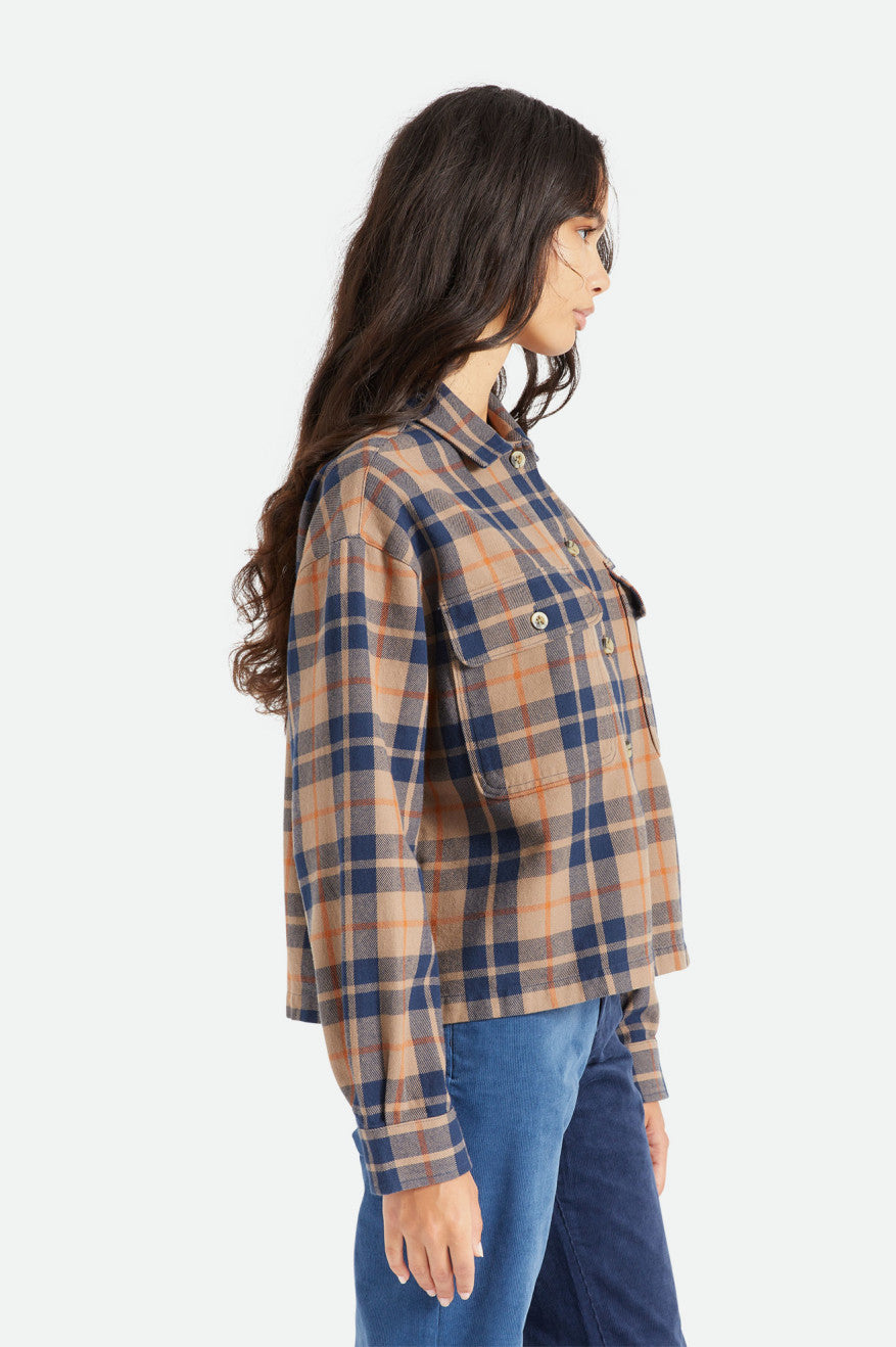 Deep Green Brixton Bowery L/S Women's Flannels | 630974VMC