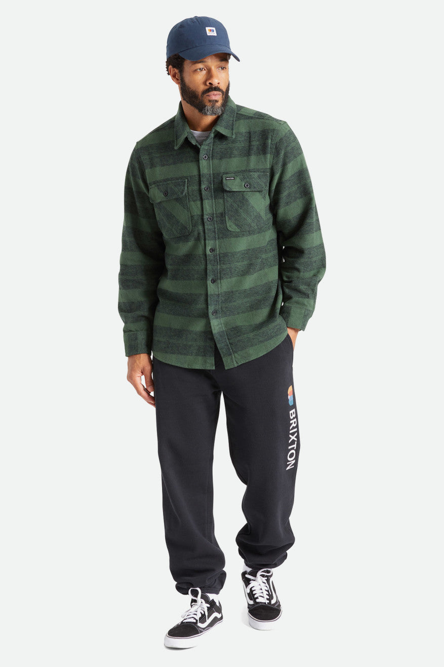 Green Brixton Bowery Heavy Weight L/S Men's Wovens | 870543PJM