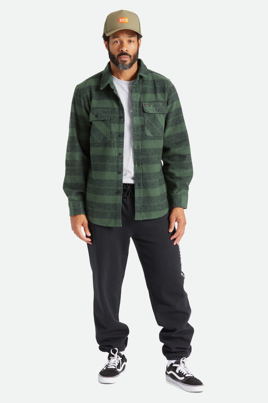 Green Brixton Bowery Heavy Weight L/S Men's Wovens | 870543PJM