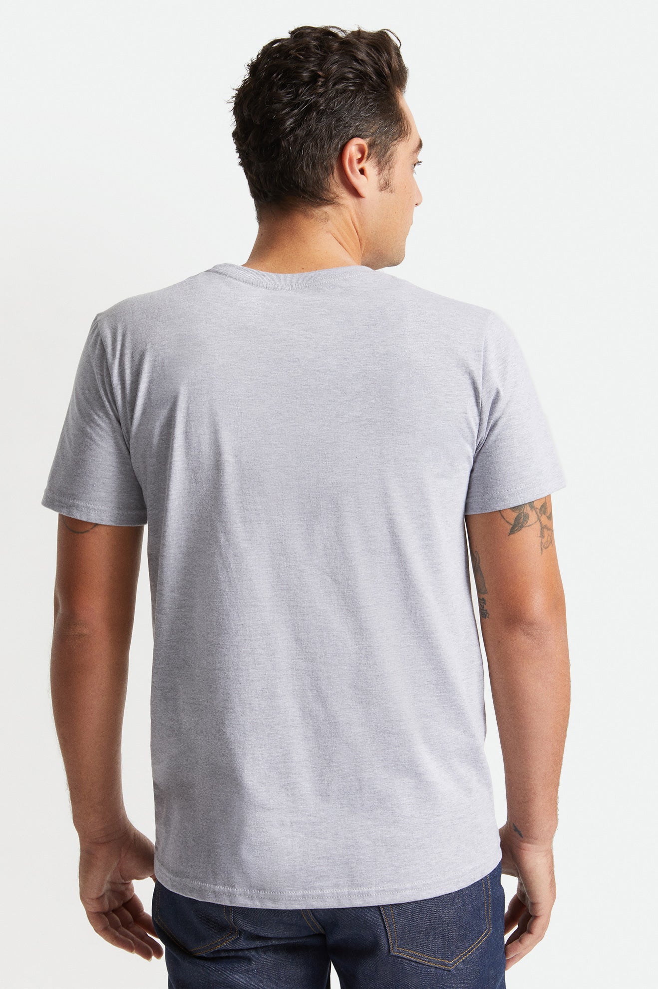 Grey Brixton Basic S/S Pocket Men's Tops | 504673VCW