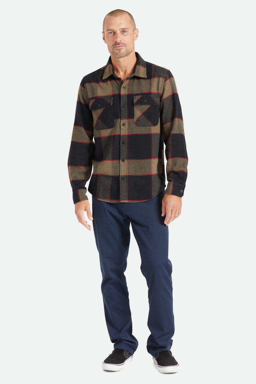 Grey Brixton Bowery L/S Men's Flannels | 693240LNP