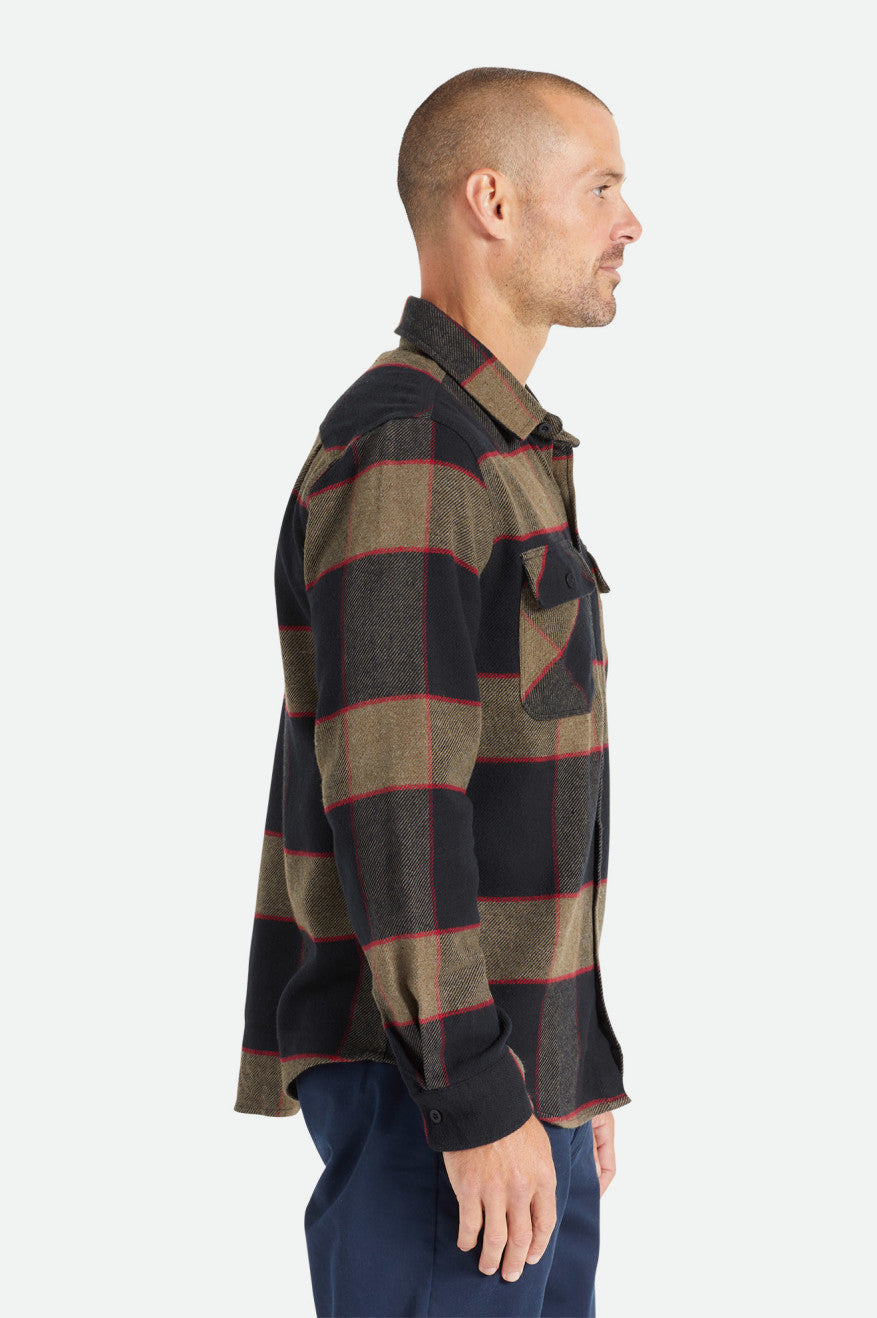 Grey Brixton Bowery L/S Men's Flannels | 693240LNP