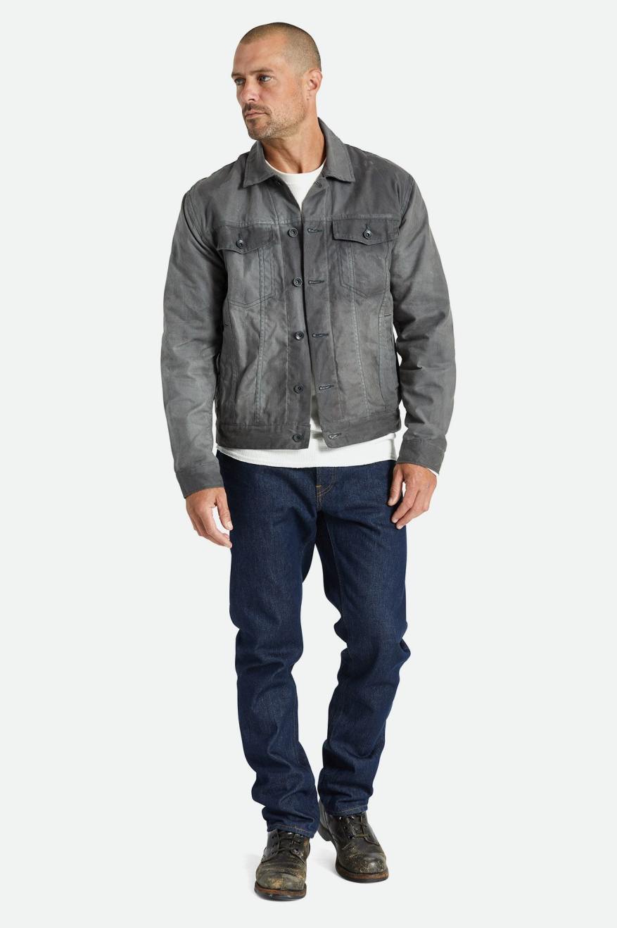 Grey Brixton Cable Reserve Waxed Canvas Trucker Men's Jackets | 598206RQA