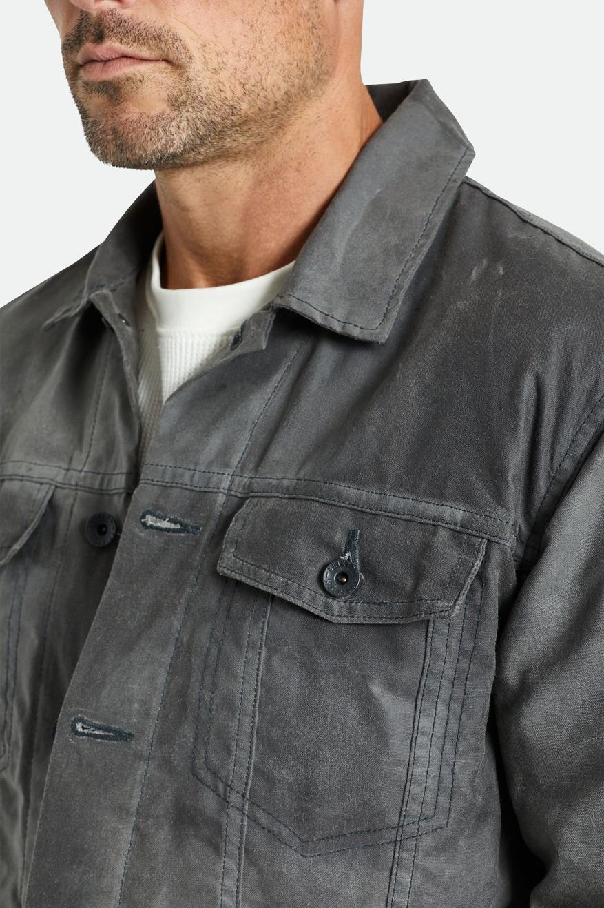 Grey Brixton Cable Reserve Waxed Canvas Trucker Men's Jackets | 598206RQA