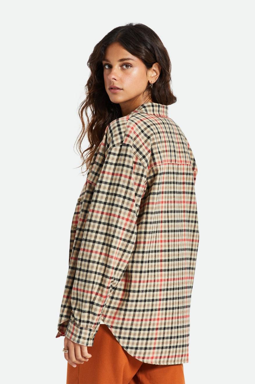 Light Yellow Brixton Bowery Boyfriend L/S Women's Flannels | 293548EKL