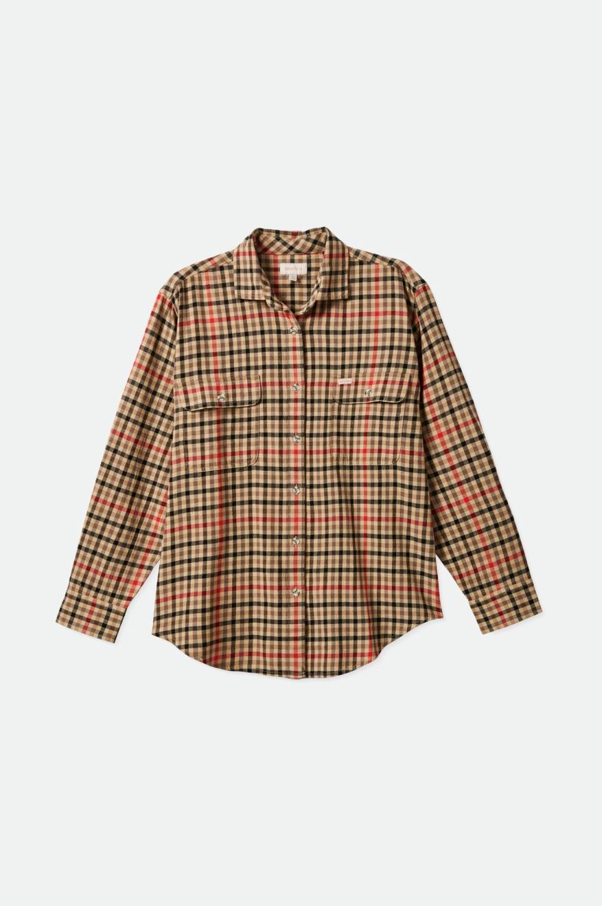 Light Yellow Brixton Bowery Boyfriend L/S Women's Flannels | 293548EKL