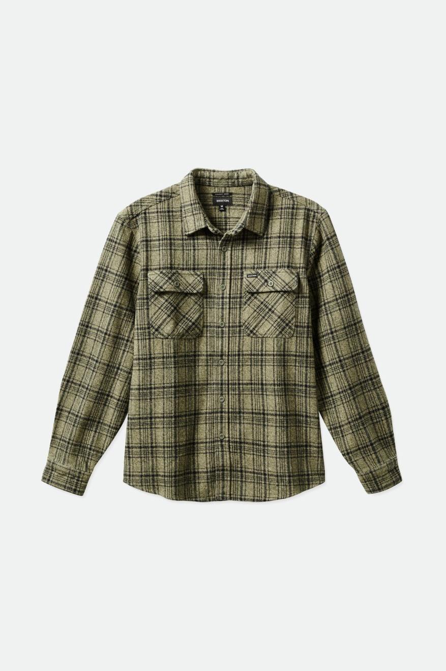 Olive / Black Brixton Bowery Heavy Weight L/S Men's Flannels | 530641LSH