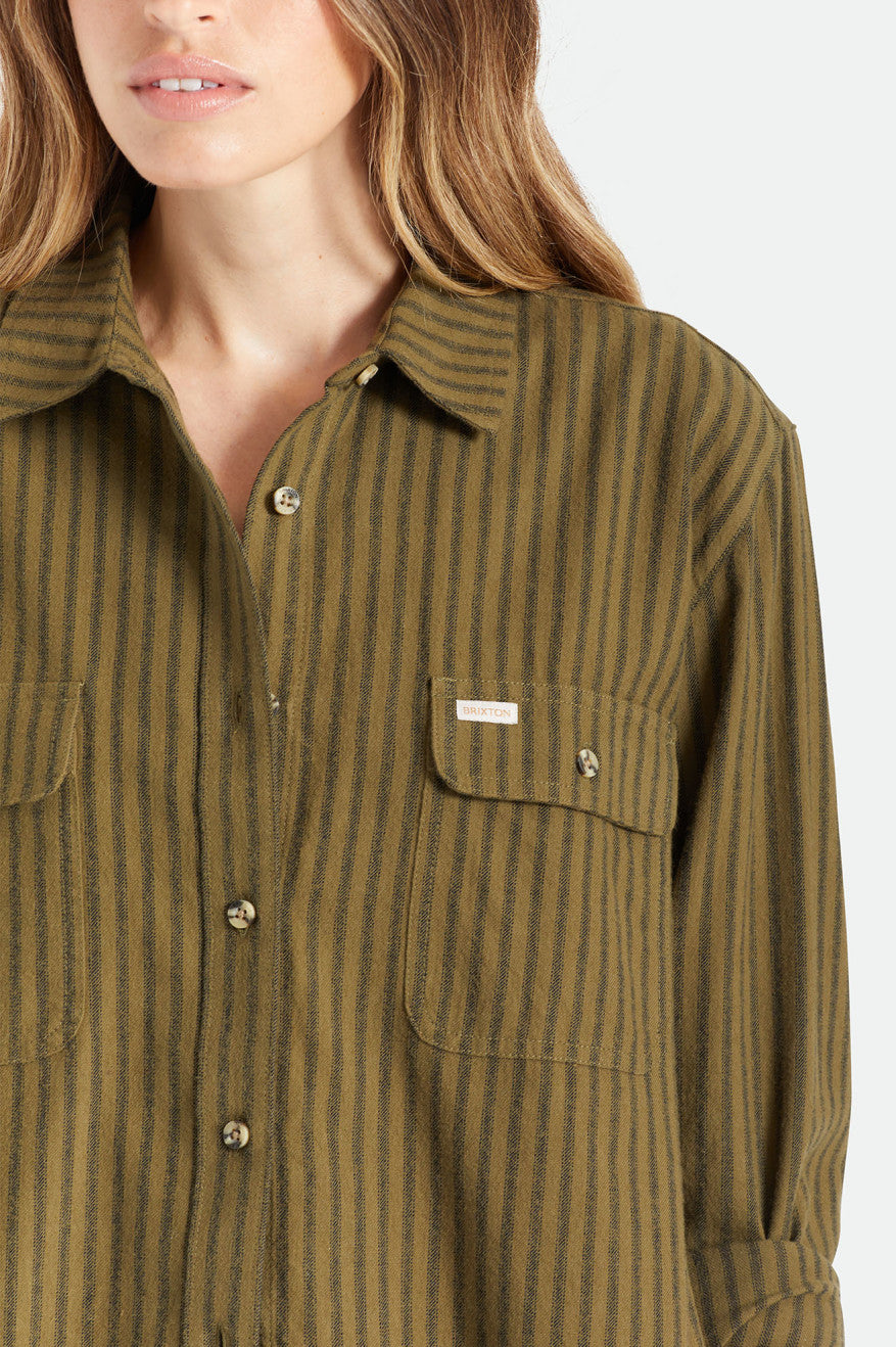 Olive Brixton Bowery Boyfriend L/S Women's Tops | 209457BTX