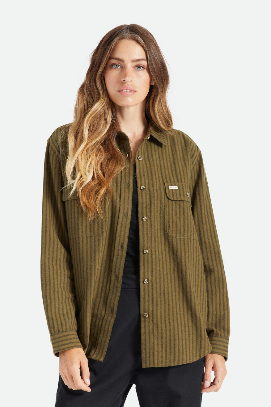 Olive Brixton Bowery Boyfriend L/S Women's Tops | 209457BTX