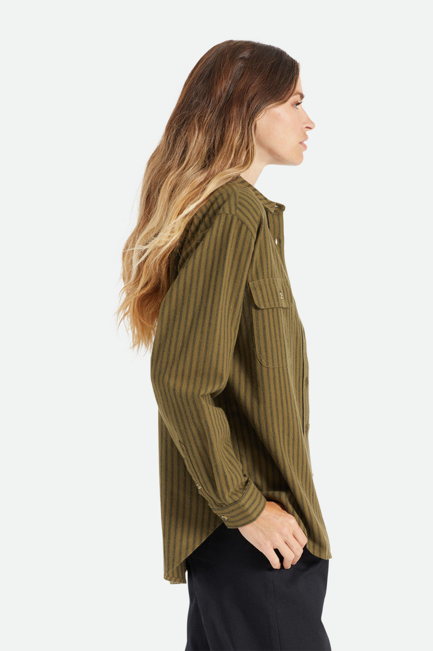 Olive Brixton Bowery Boyfriend L/S Women's Tops | 209457BTX