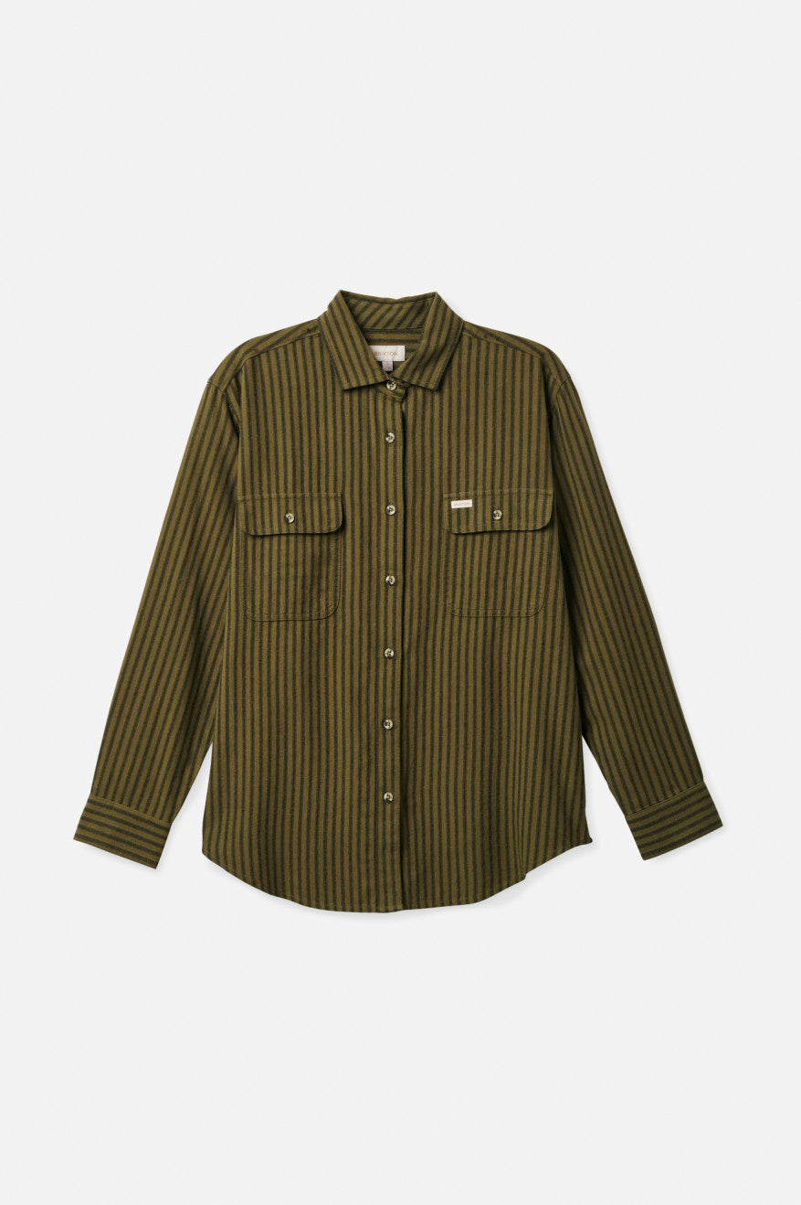 Olive Brixton Bowery Boyfriend L/S Women's Flannels | 512863BFC