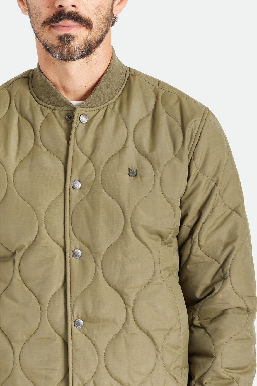 Olive Brixton Dillinger Quilted Bomber Men's Jackets | 581694PRV