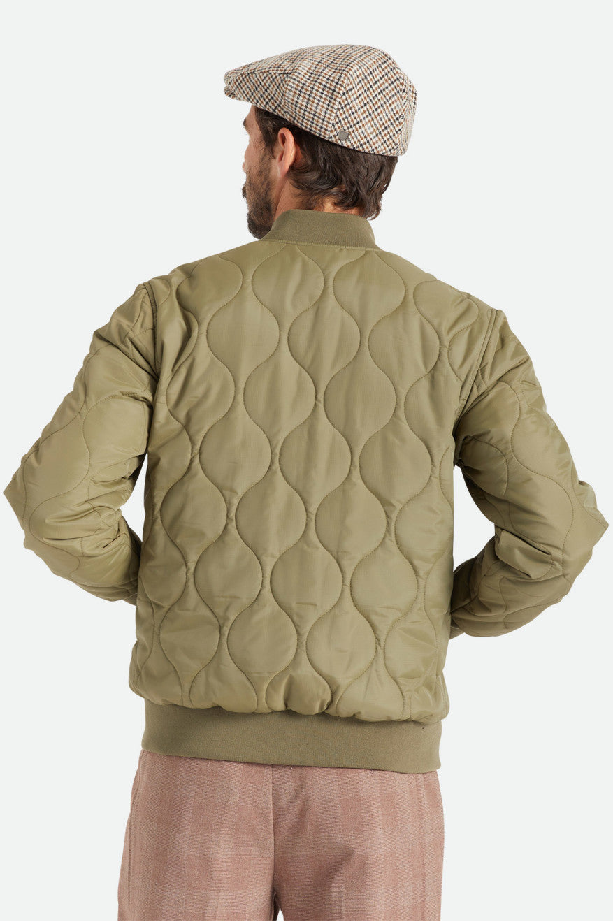 Olive Brixton Dillinger Quilted Bomber Men's Jackets | 581694PRV