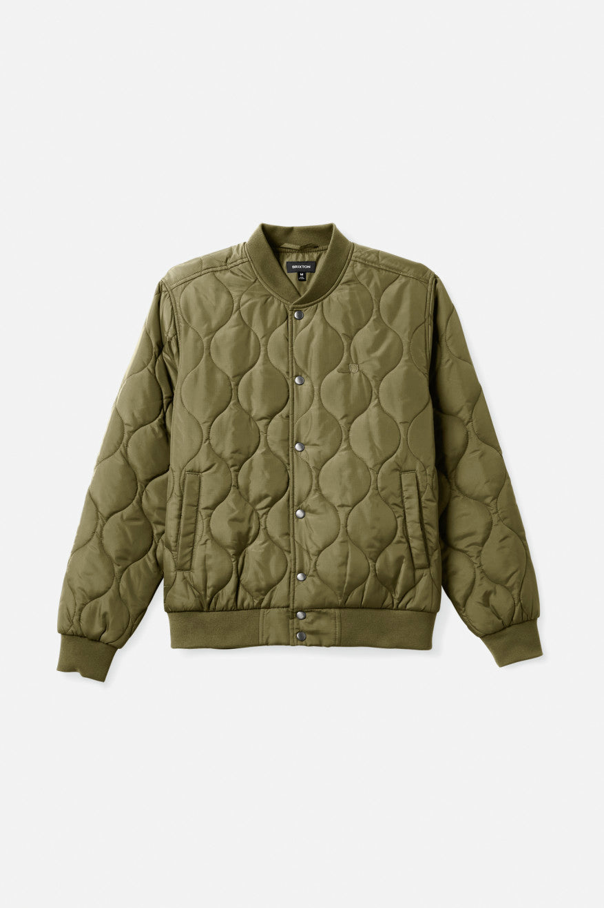 Olive Brixton Dillinger Quilted Bomber Men's Jackets | 581694PRV