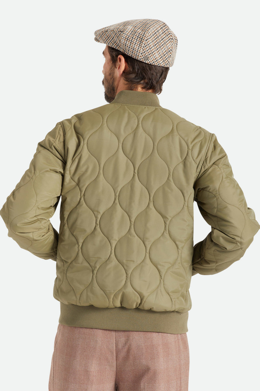 Olive Brixton Dillinger Quilted Bomber Men's Jackets | 581694PRV