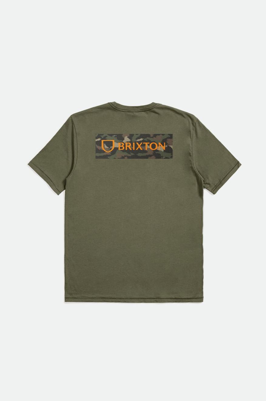 Olive / Orange / Camo Brixton Alpha Block S/S Tailored Men's Tops | 102753ETA