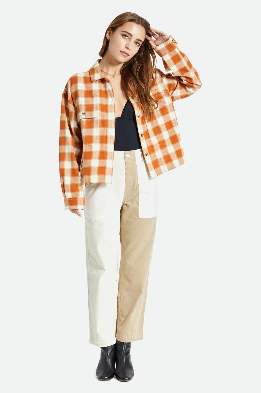 Orange Brixton Bowery L/S Women's Flannels | 965837MXV