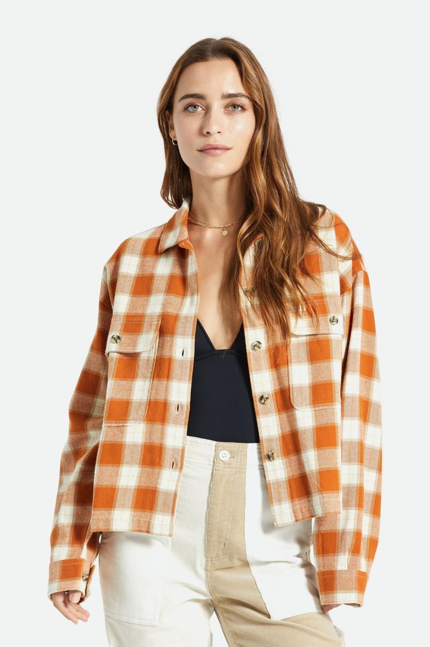 Orange Brixton Bowery L/S Women\'s Flannels | 965837MXV