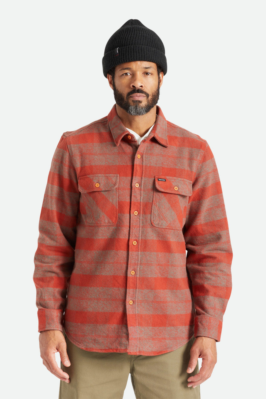 Red Brixton Bowery Heavy Weight L/S Men\'s Flannels | 768503XPJ