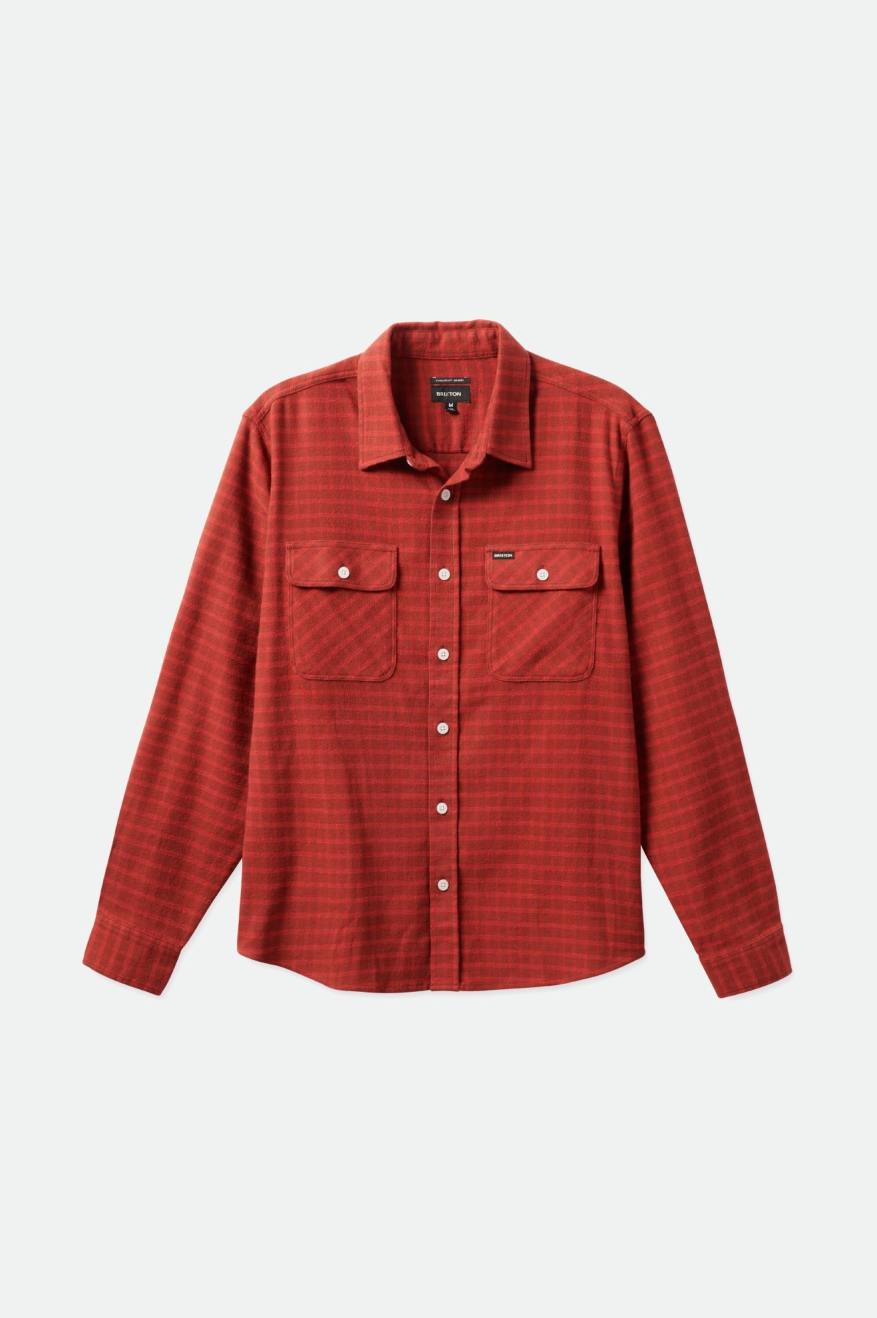 Red Brixton Bowery Stretch L/S Utility Men's Flannels | 410562FUV