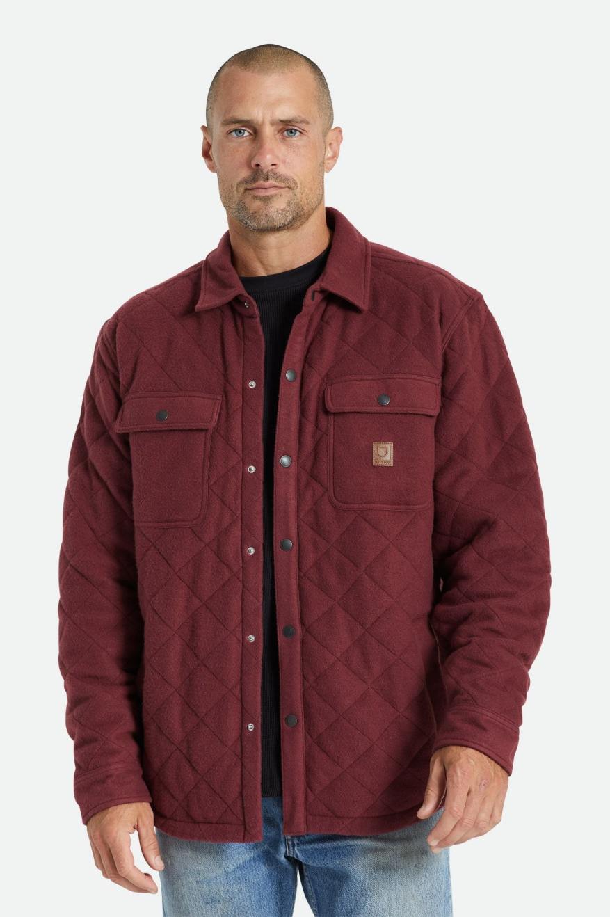 Red Brixton Cass Quilted Fleece Men\'s Jackets | 726938YER