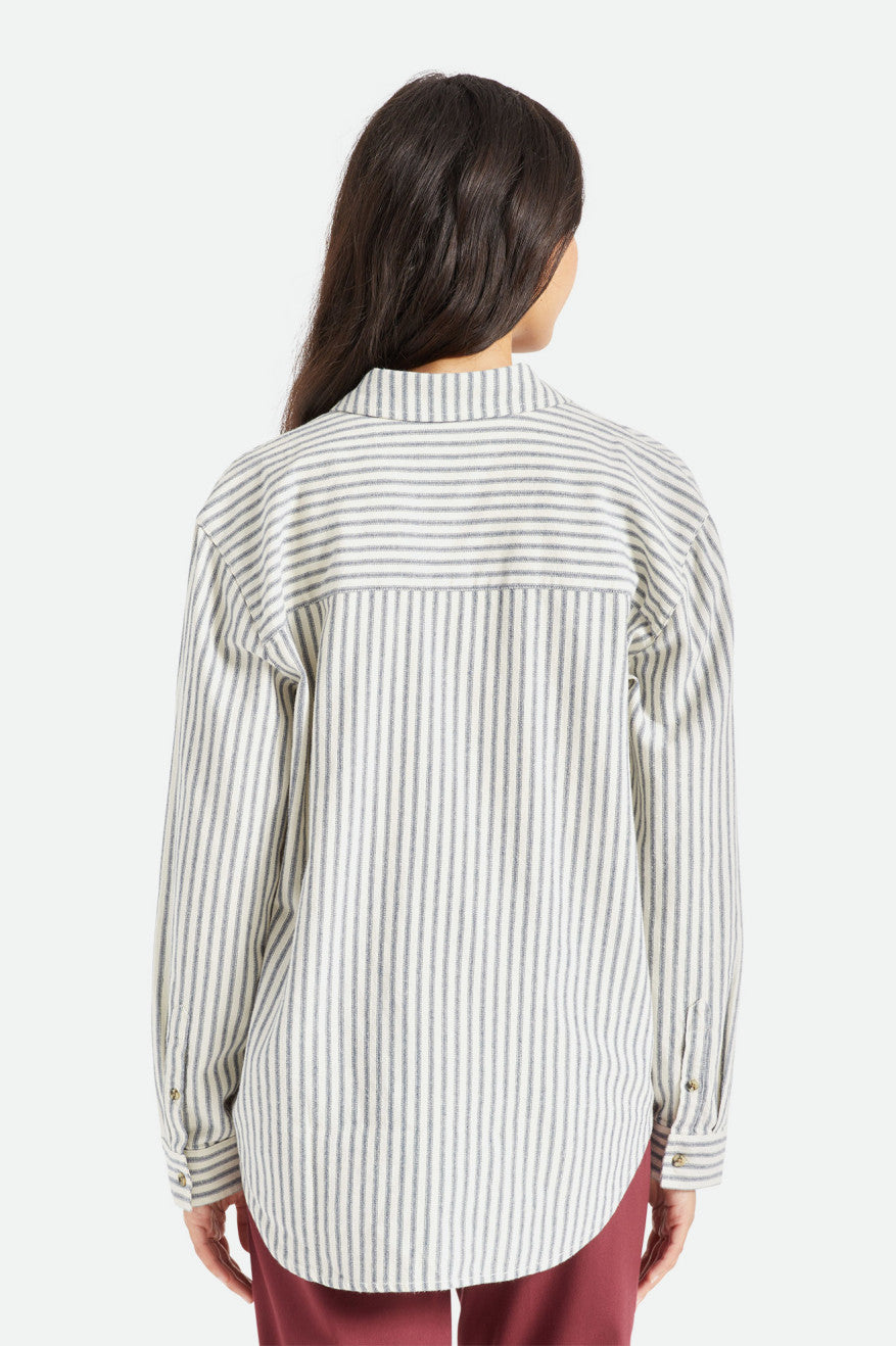 Stripes Brixton Bowery Boyfriend L/S Women's Flannels | 986270YHS