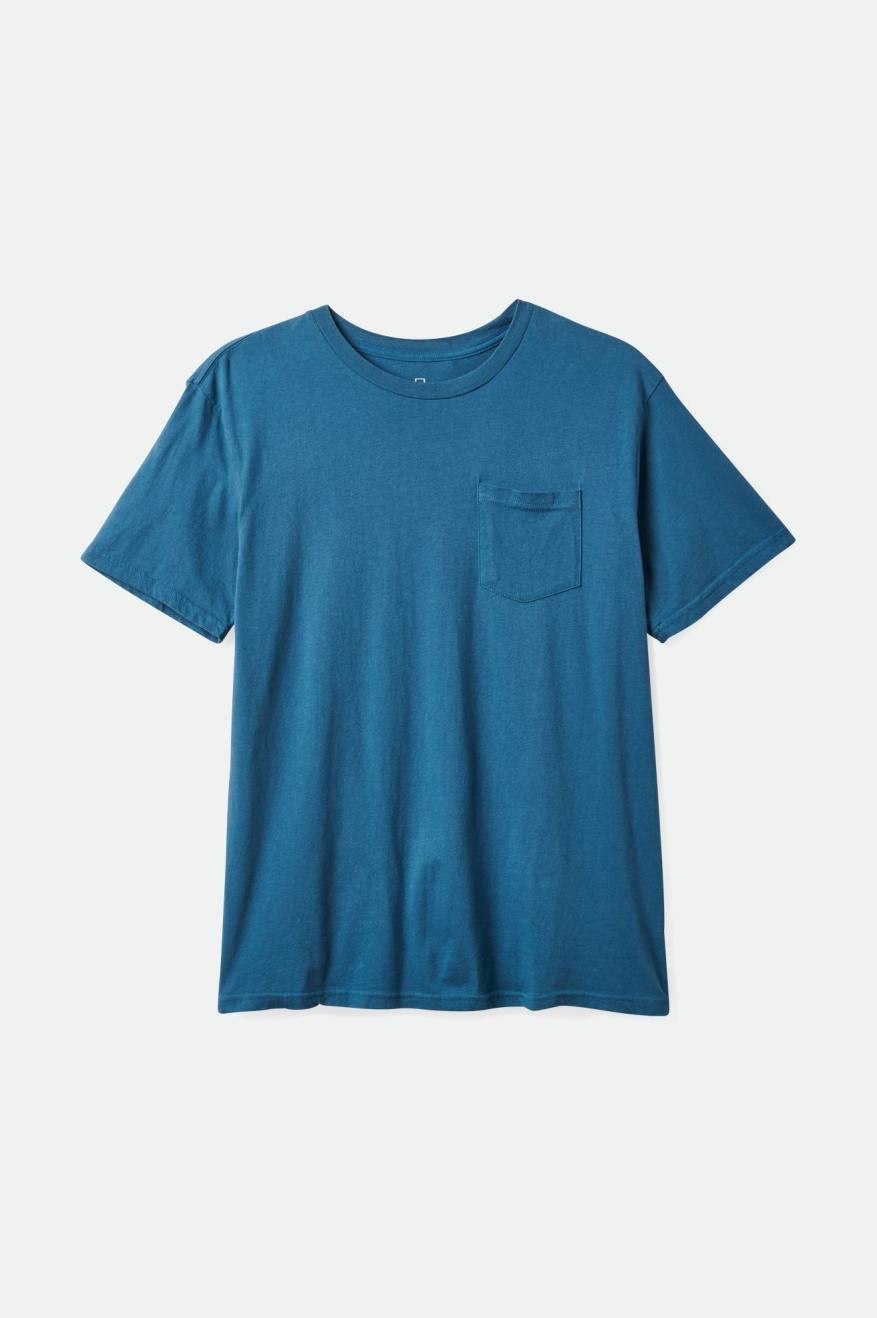 Turquoise Brixton Basic S/S Pocket Men's Tops | 348102ARS