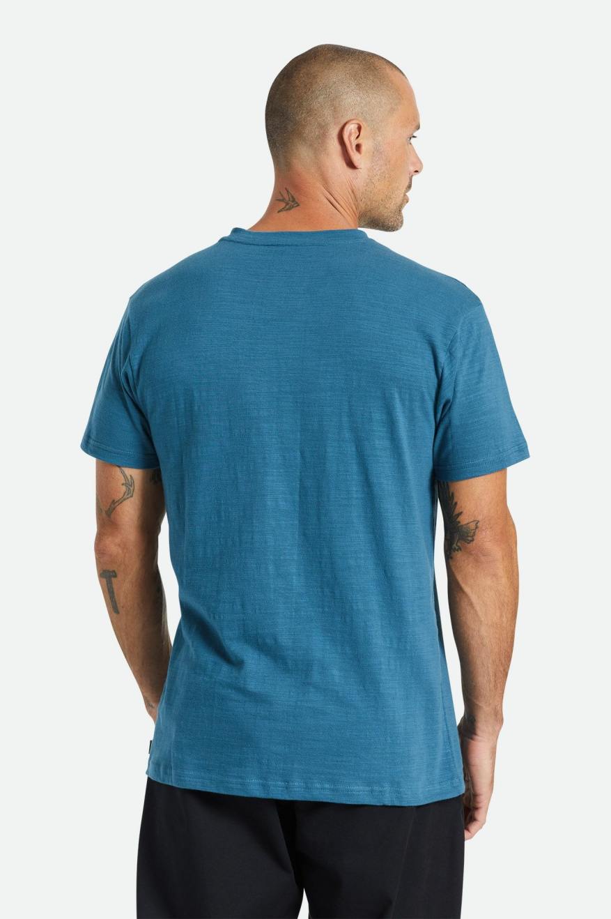 Turquoise Brixton Basic Slub S/S Henley Men's Tops | 179508HOY