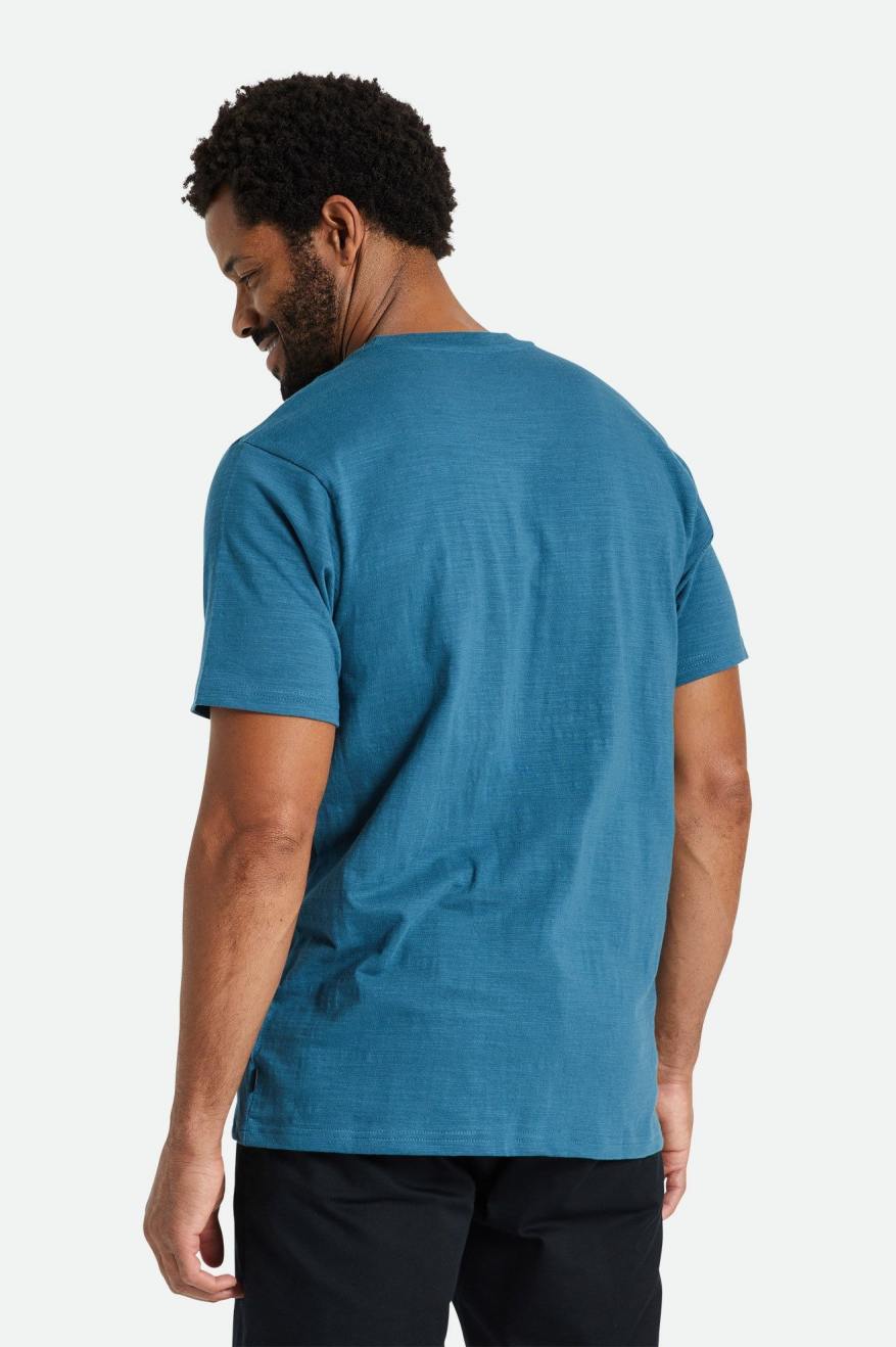 Turquoise Brixton Basic Slub S/S Pocket Men's Tops | 865273IAY