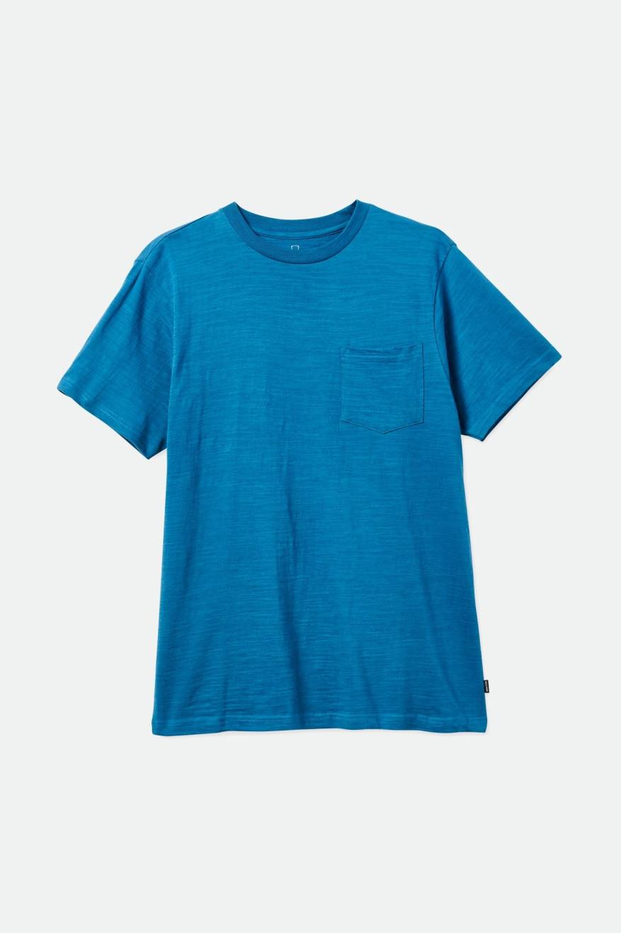 Turquoise Brixton Basic Slub S/S Pocket Men's Tops | 865273IAY