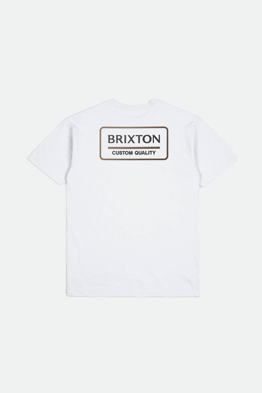 White / Black Brixton Palmer Proper S/S Standard Men's Tops | 361027HCY