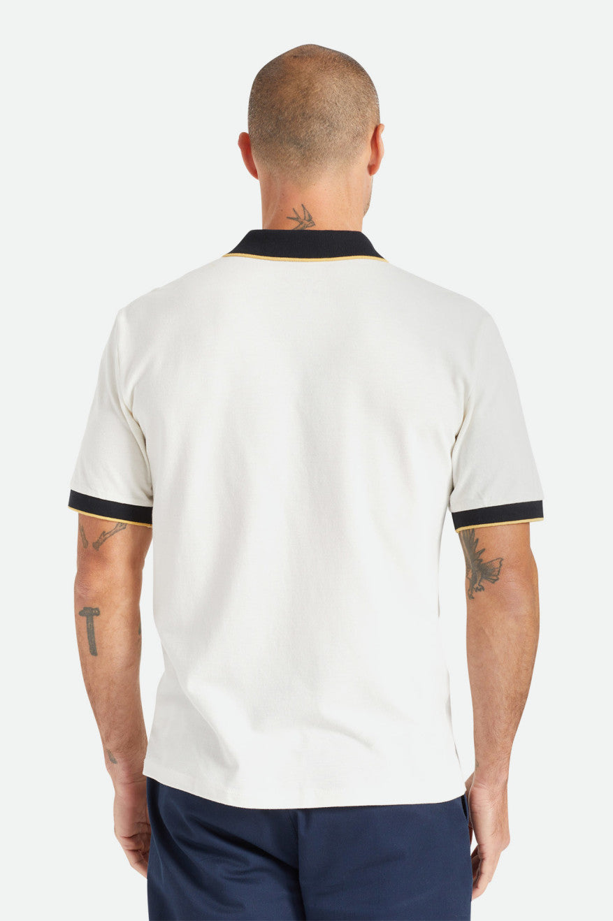 White / Black Brixton Proper S/S Polo Men's Knitwear | 058926DJI