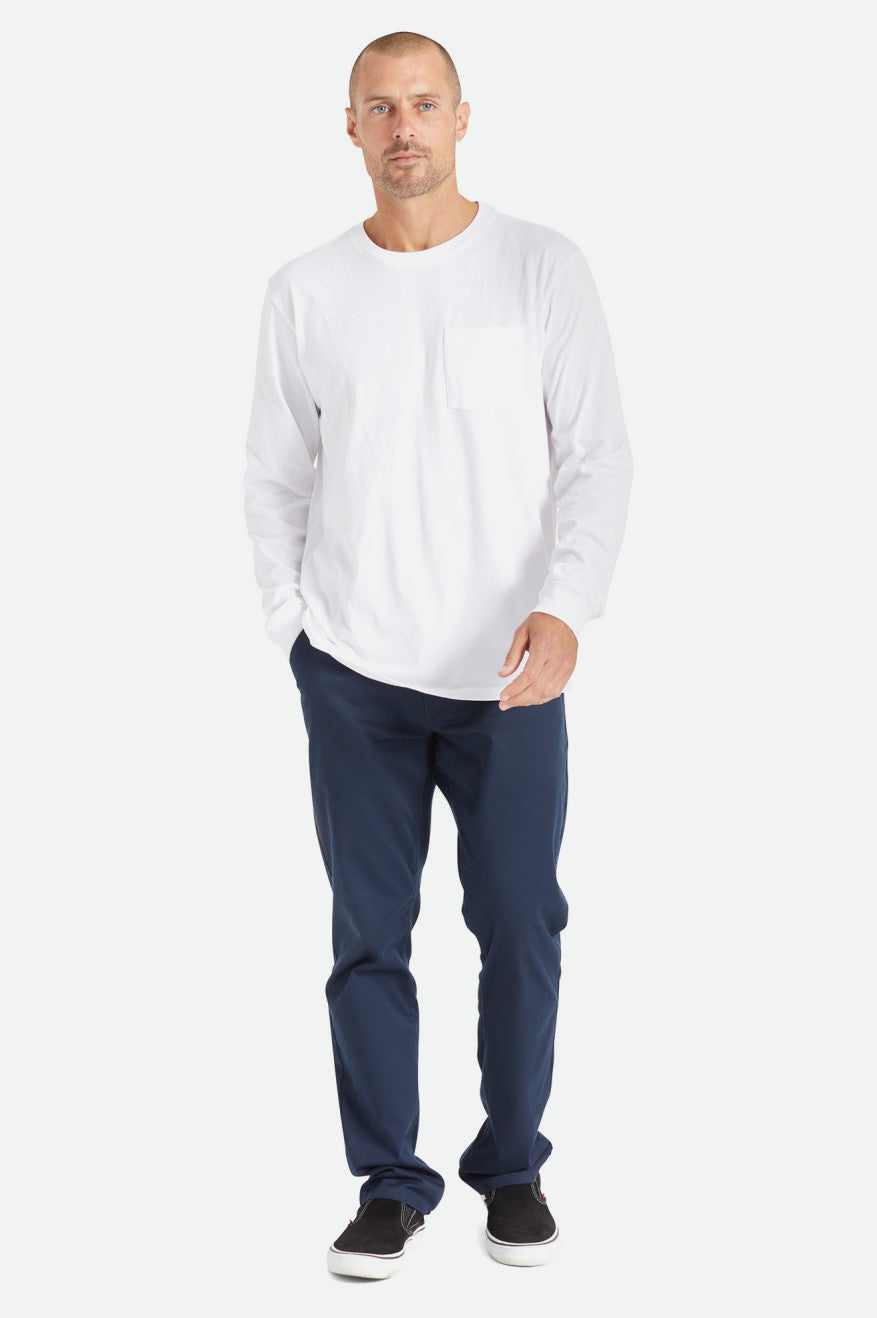 White Brixton Basic L/S Pocket Men's Tops | 602987IEJ