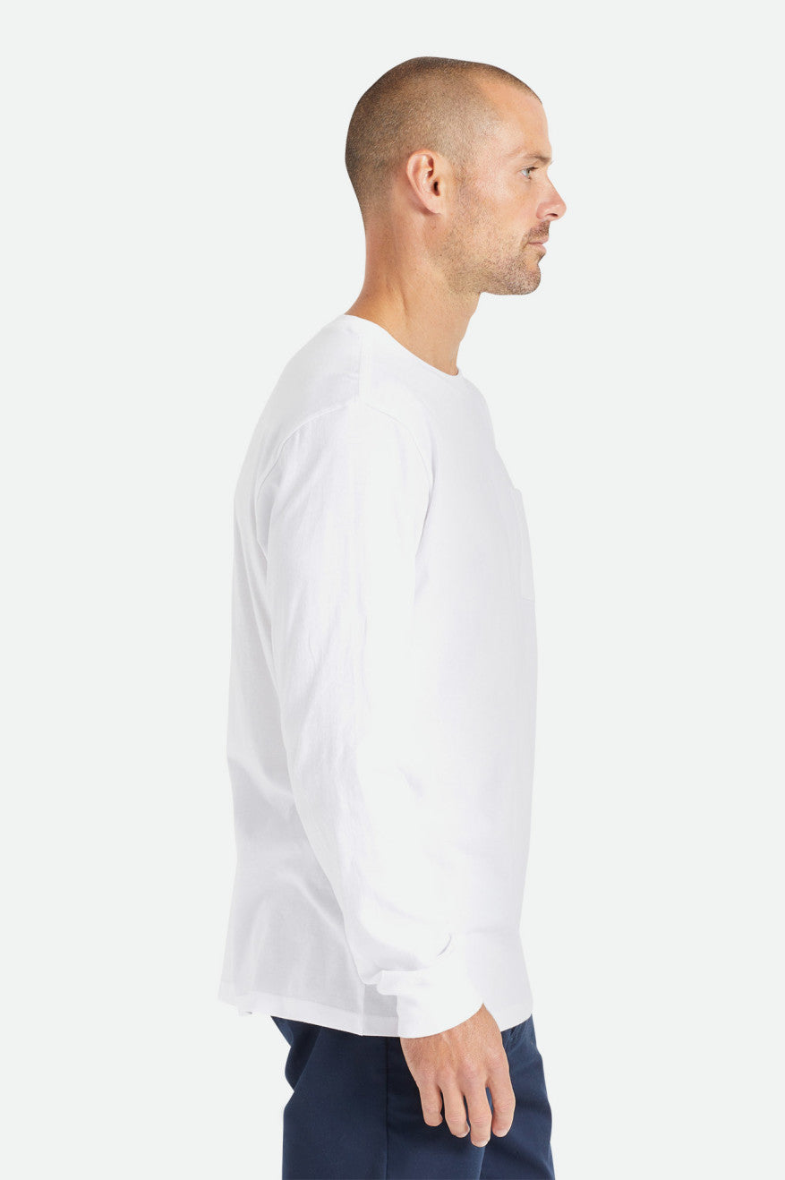 White Brixton Basic L/S Pocket Men's Tops | 602987IEJ