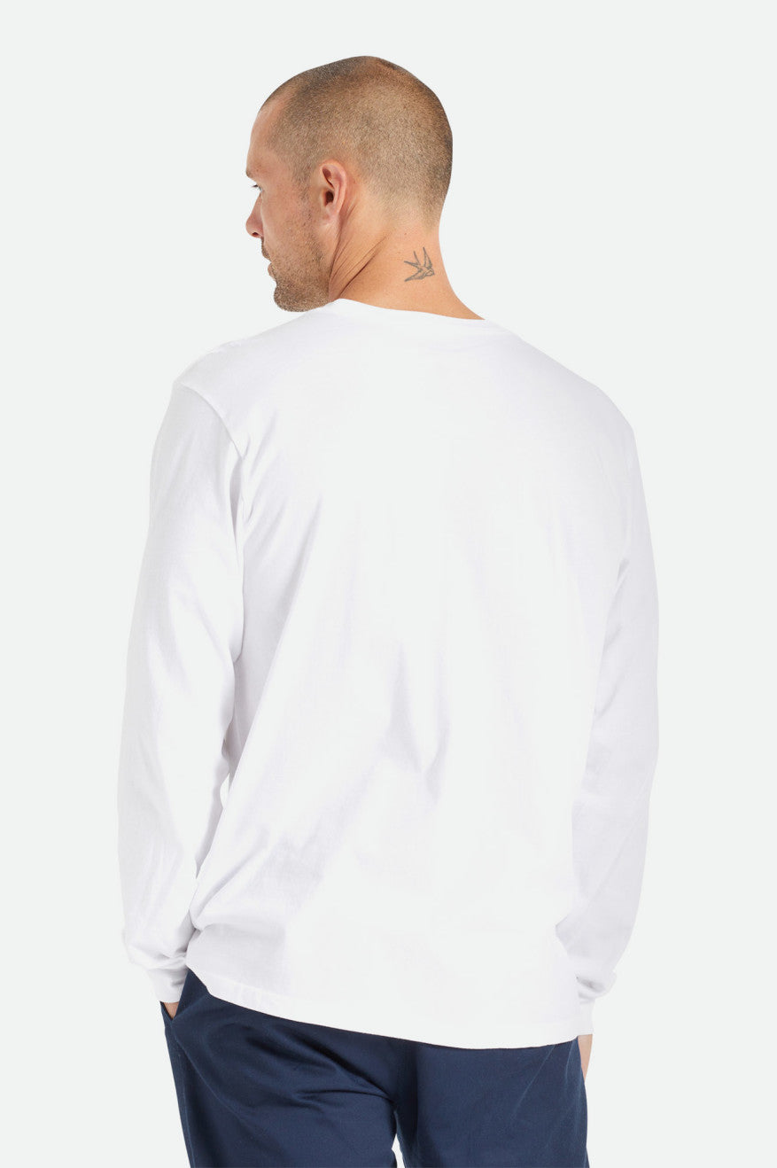 White Brixton Basic L/S Pocket Men's Tops | 602987IEJ