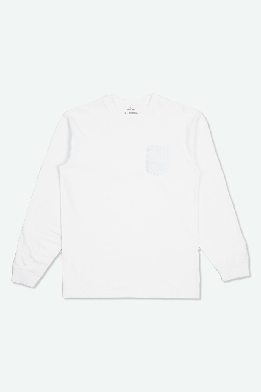 White Brixton Basic L/S Pocket Men's Tops | 602987IEJ