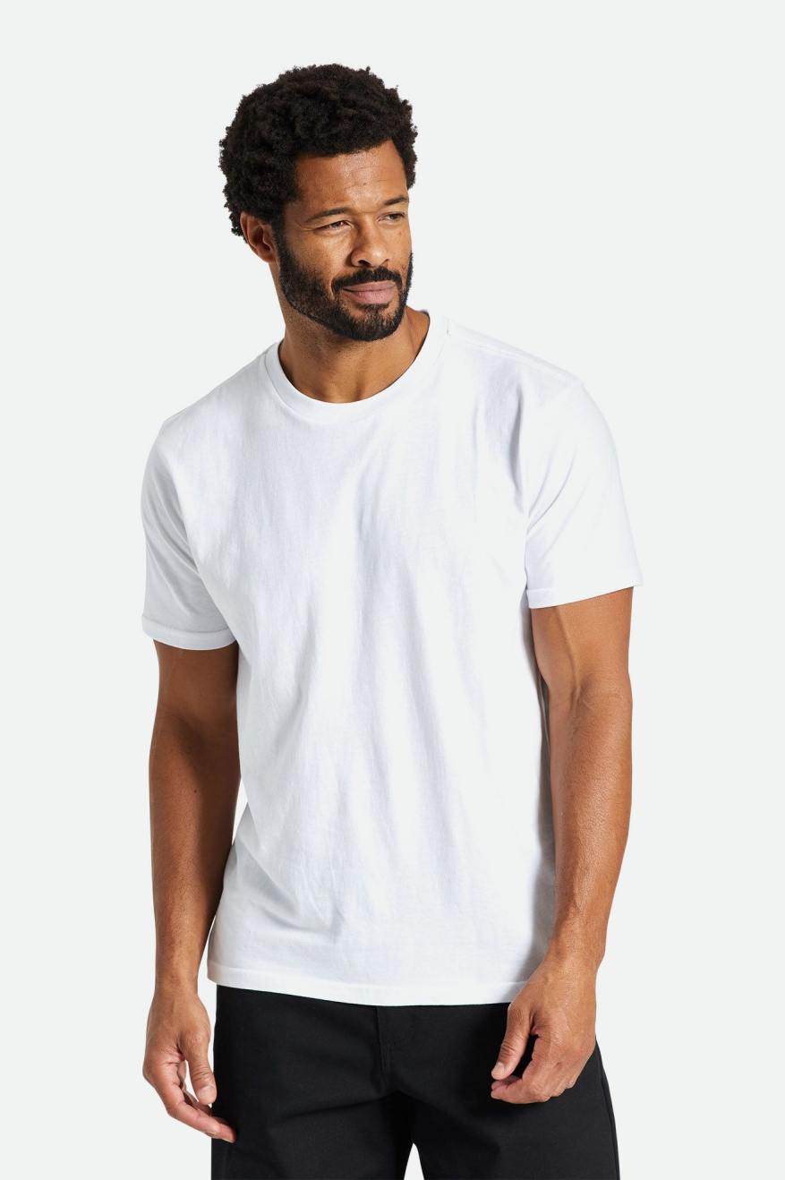 White Brixton Basic S/S Tailored Men\'s Tops | 582367NVB