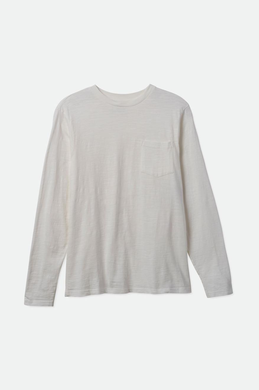 White Brixton Basic Slub L/S Pocket Men's Knitwear | 013687VZB