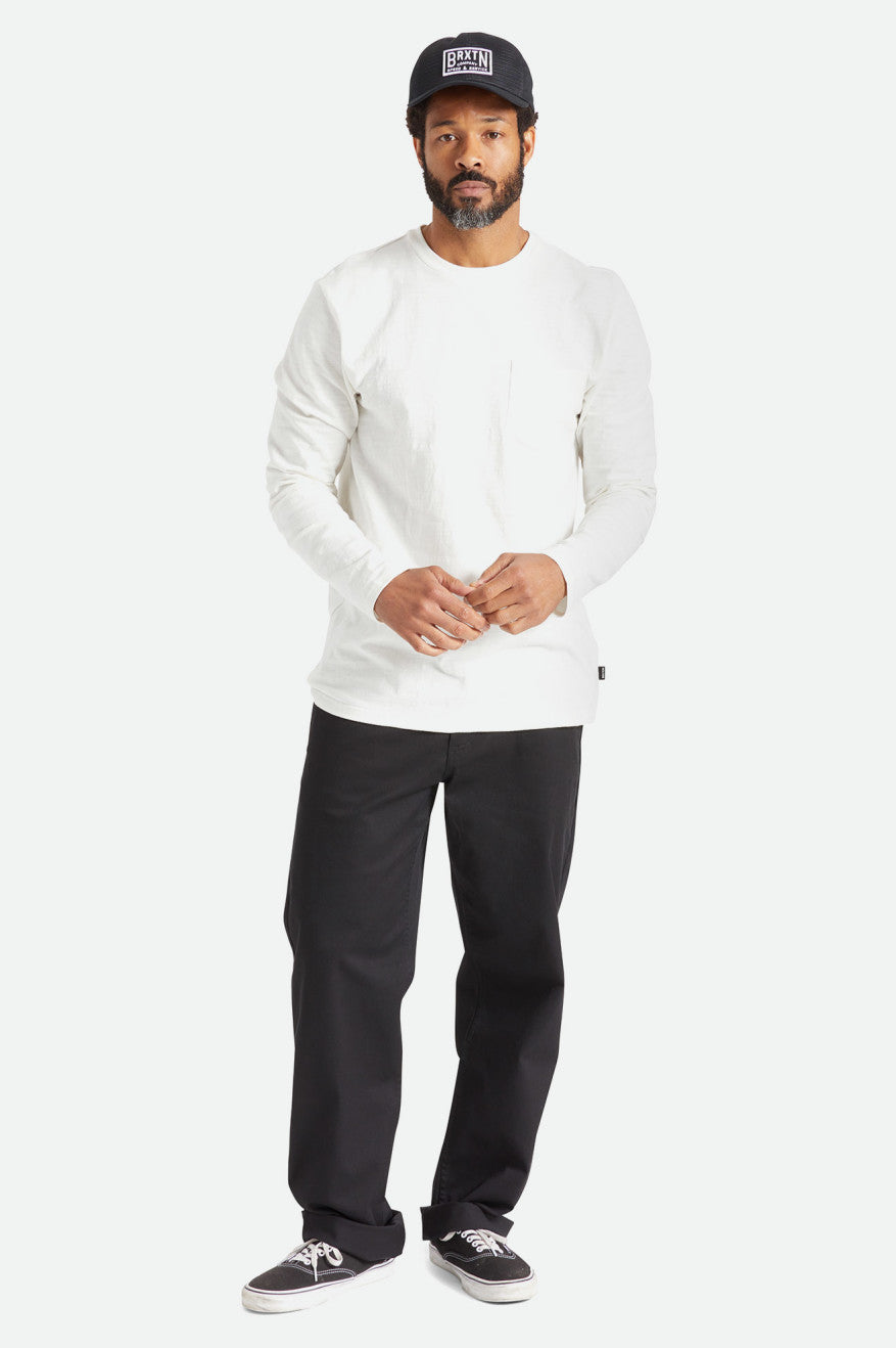 White Brixton Basic Slub L/S Pocket Men's Tops | 267310RPA